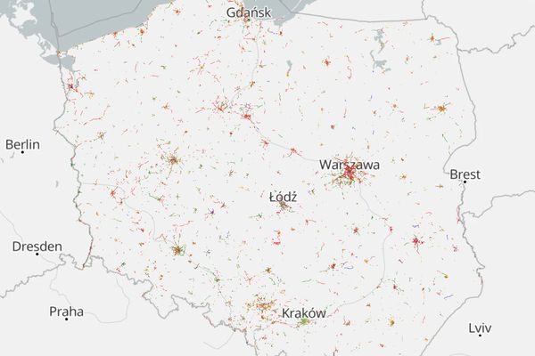 Mapa infrastruktury rowerowej w Polsce